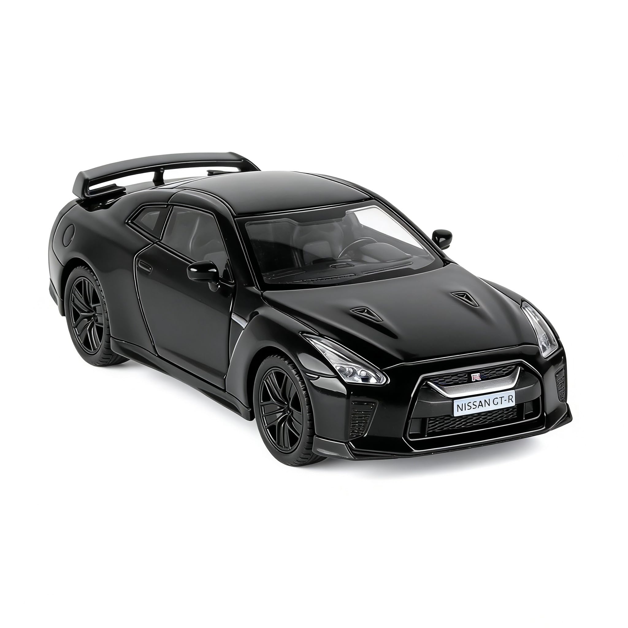 Nissan GTR R35 Diecast 1/36 – Alliage Zinc, Portes Ouvrantes, Friction, Cadeau Enfant (noir)
