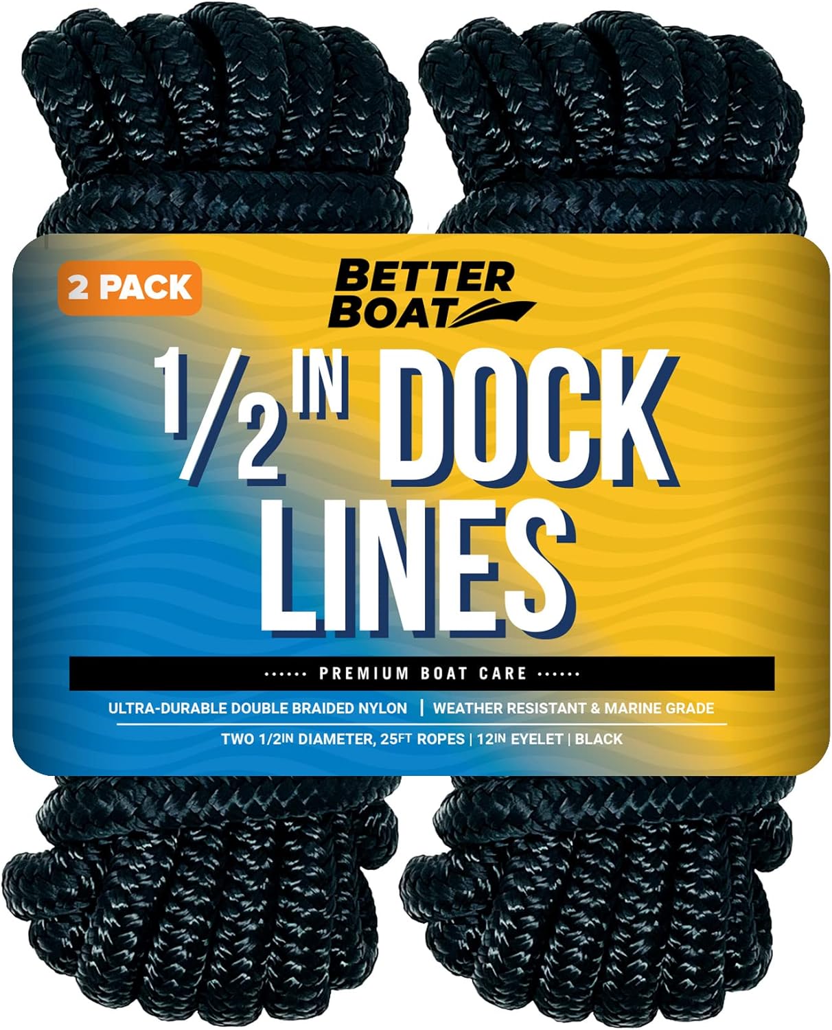 Dock Lines Boat Ropes for Docking 1/2" Line Braided Mooring