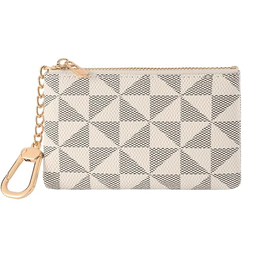 Leather Coin Purse for Women with KeyChain Small Zipper Change