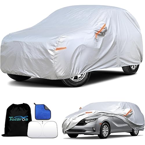 Car Cover Waterproof All-Weather,Heavy-Duty Outdoor Full Exterior Automobiles Snow Cover for Wagon 200-206 inch,with Sun Visor,Anti-Scratch Cotton Lining & Zippered,Towel&Storage Bag