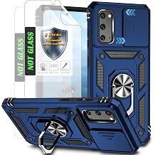 for S20 Case,with 2 Pcs Self-Healing Film,Slide Camera Cover Protective Case with Magnetic Ring Kickstand for Galaxy S20 5G,Blue