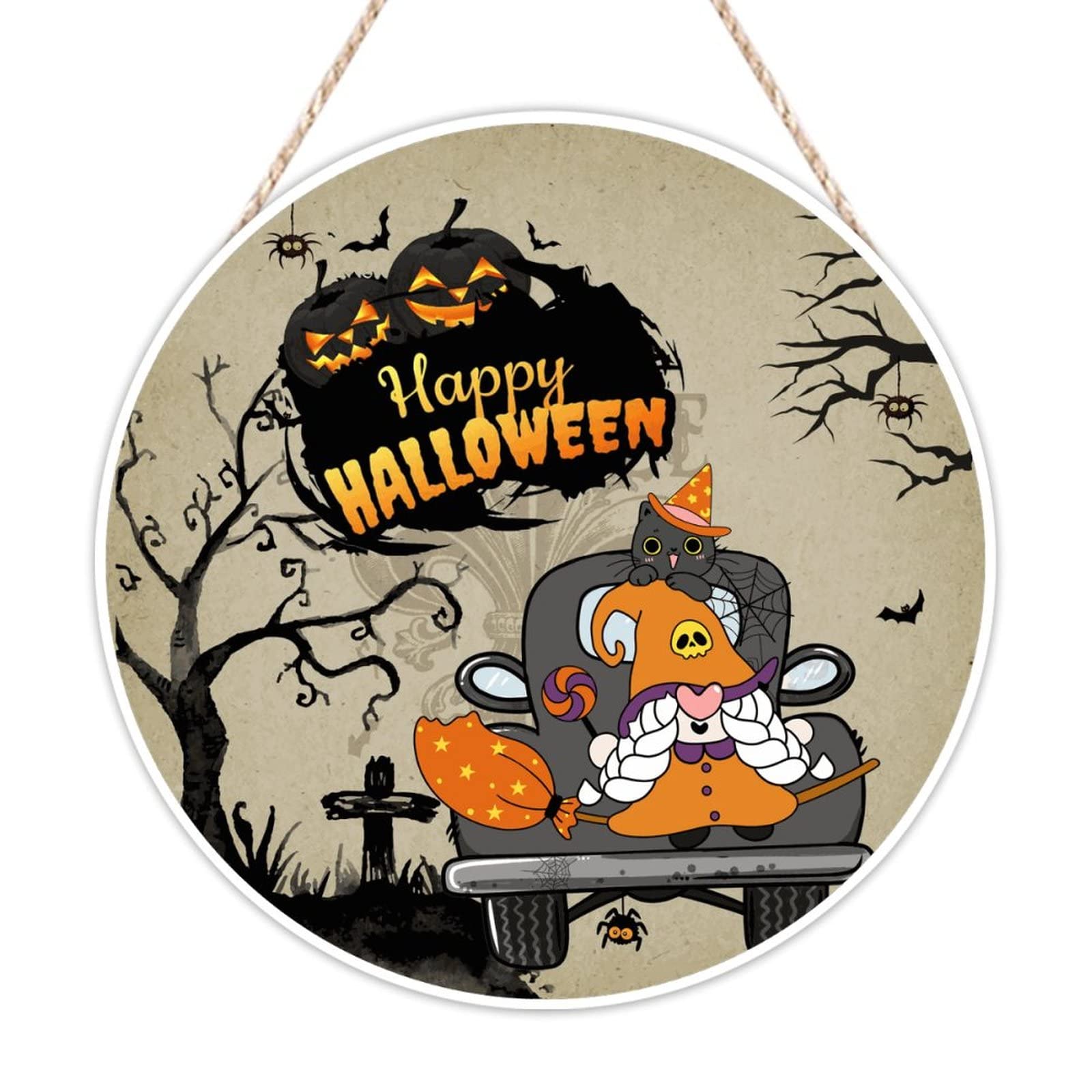 Panneau de bienvenue Happy Halloween pour decorer un porche de ferme