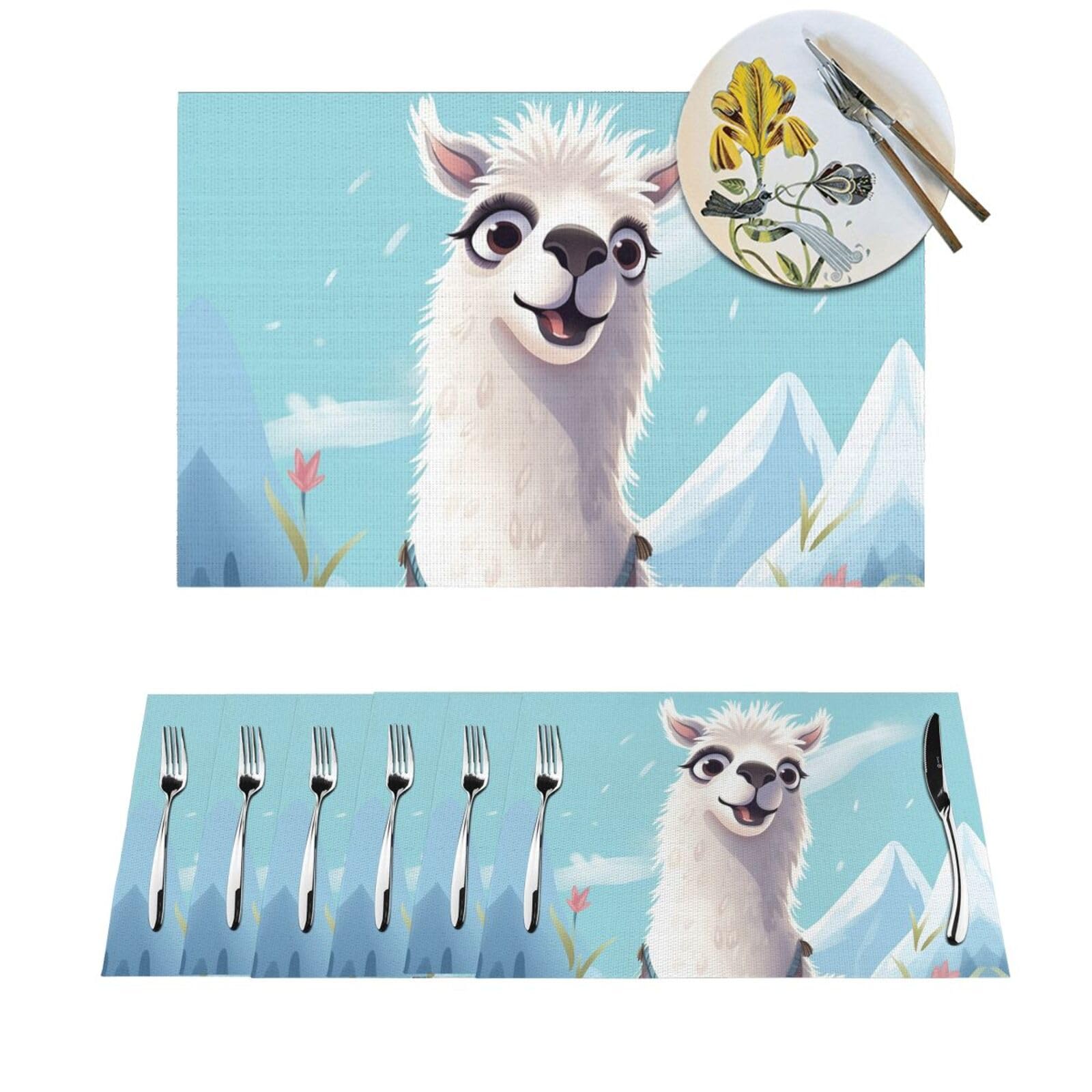 Sets de table lama blanc pour repas de famille et dîners conviviaux | x6