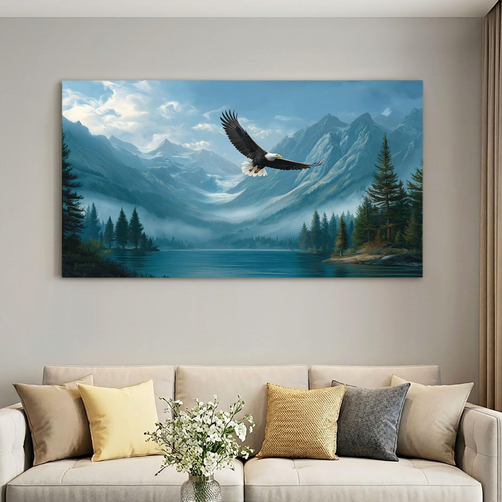 Zwierzę, bielik, obrazy ścienne do salonu, 120 l x 80 W, naturalny śnieg, płótno, dekoracja ścienna, Aesthetic, sypialnia, łazienka, biuro, jadalnia, korytarz, kuchnia, dekoracja pokoju
