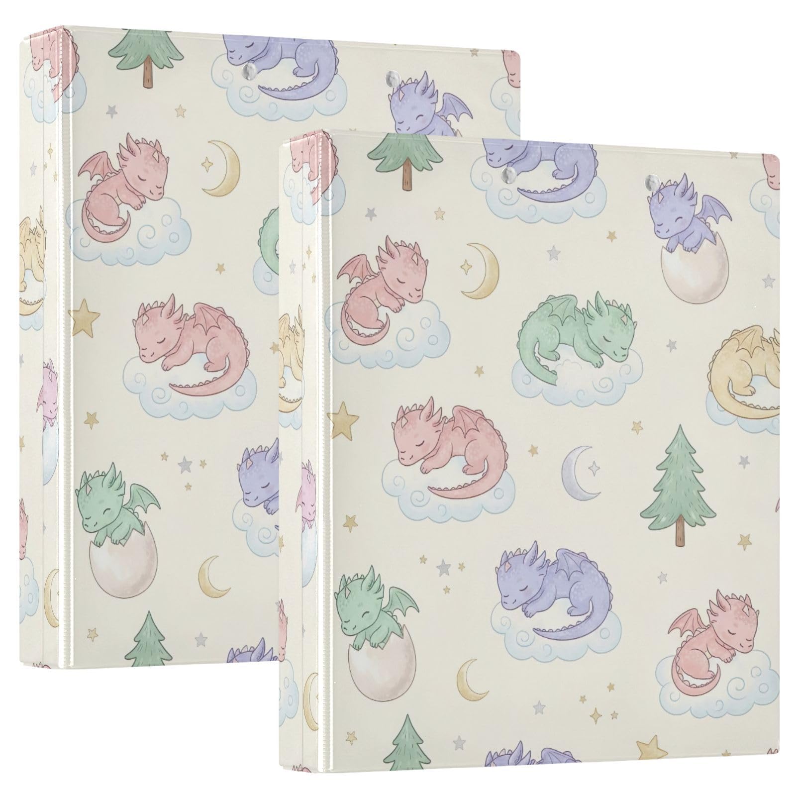 Cute Dragons - Raccoglitore a 3 anelli, flessibile, 3,8 cm, confezione da 2