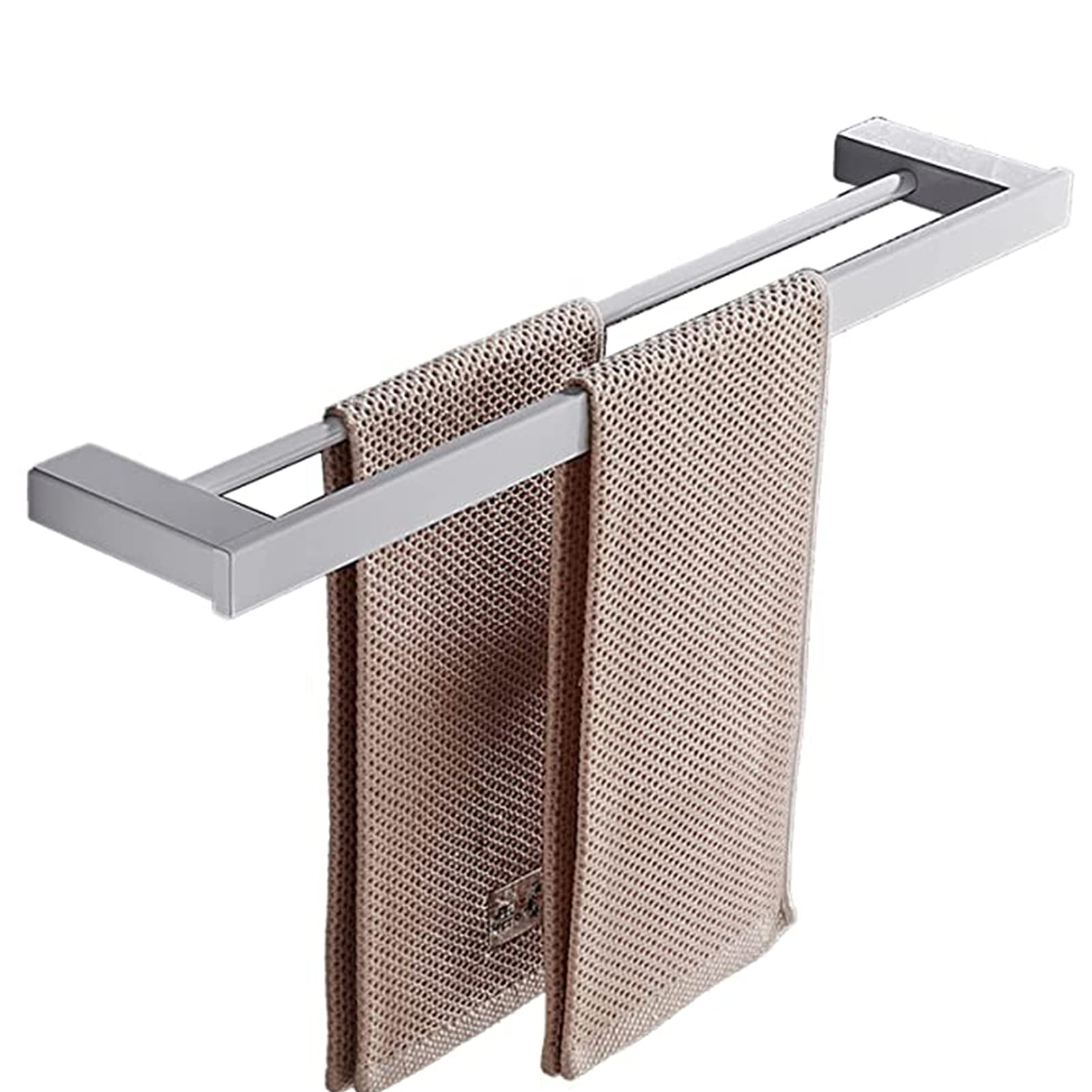 LMYSXAOZ Nordic Double Tower Rail Bar Wall Mounted Square Towel Rack Holder, SUS 304 Stainless Steel Bathroom Kitchen Accessories -40cm/50cm/60cm White (Size : 50cm)