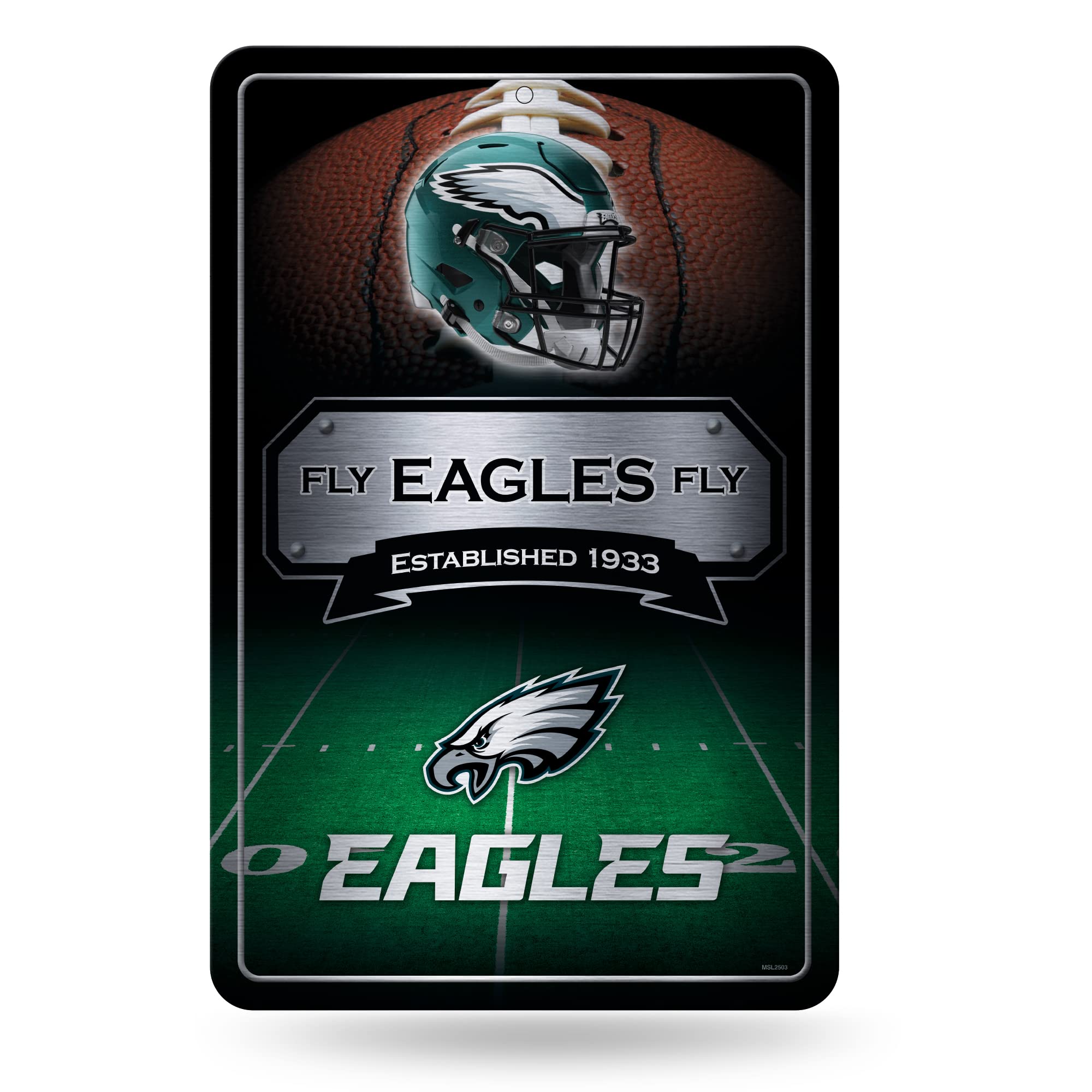 Rico Industries NFL Philadelphia Eagles Large Metal Sign 11" x 17" Large Metal Home Décor Sign
