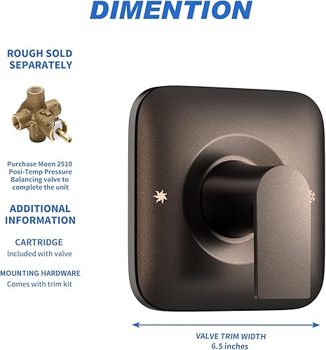 Vista 29 de T2471BN Genta LX - Kit de moldura de válvula de níquel cepillado, mango de ducha, compatible con válvula Moen 2510 cepillado níquel