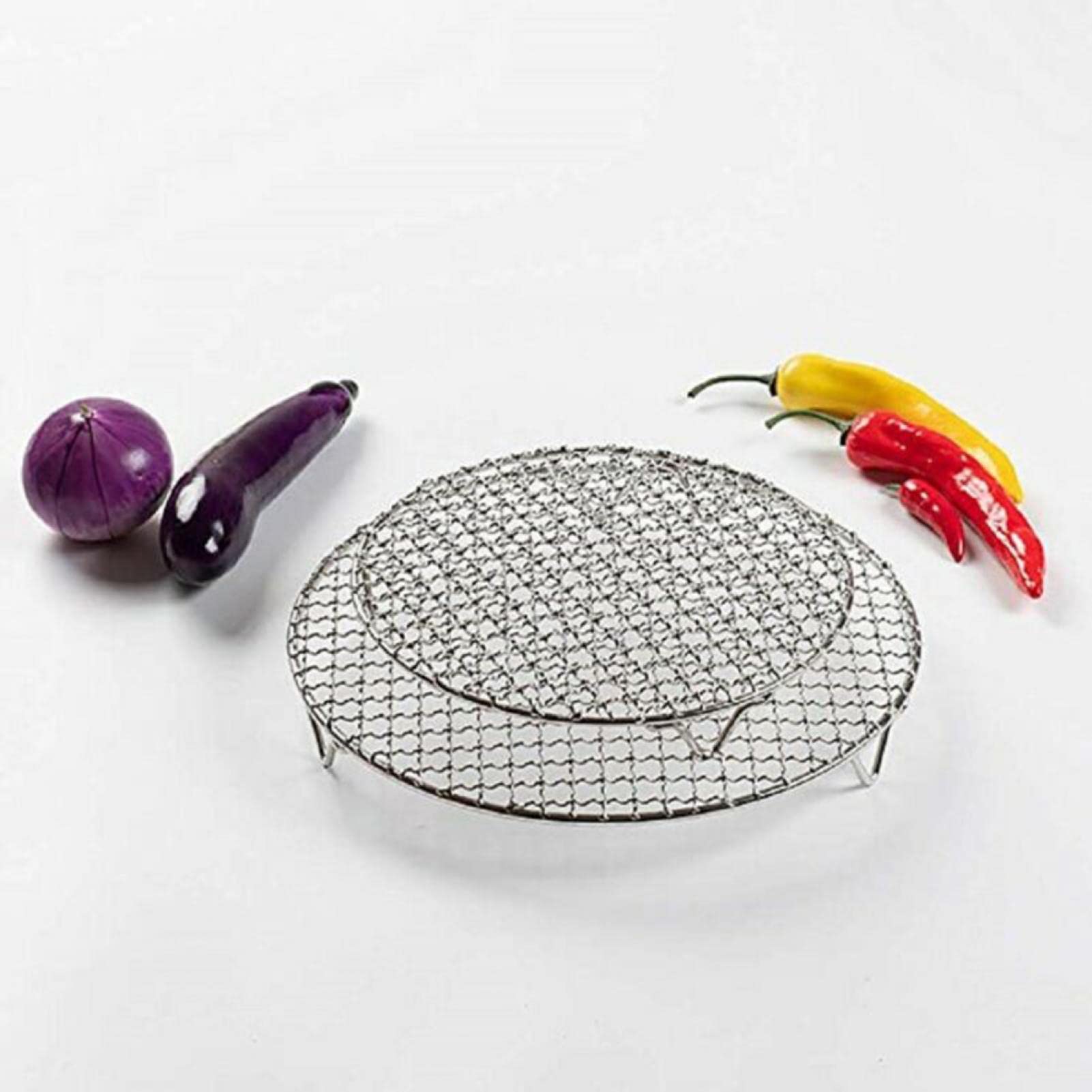 Artykuły do ​​pieczenia, Okrągły grill ze statywem, okrągły grill ze stali nierdzewnej, siatka druciana do grilla - ruszt do grilla, do gotowania/pieczenia żeberek, ciasteczek(240mm)