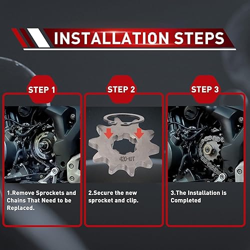 Miniatura 7 de WOOSTAR Motocicleta 420-10T Piñón delantero 0.669 in para 50cc 70cc 90cc 110cc 125cc Dirt Pit Bike Mini Bike ATV 4 ruedas ciclomotor