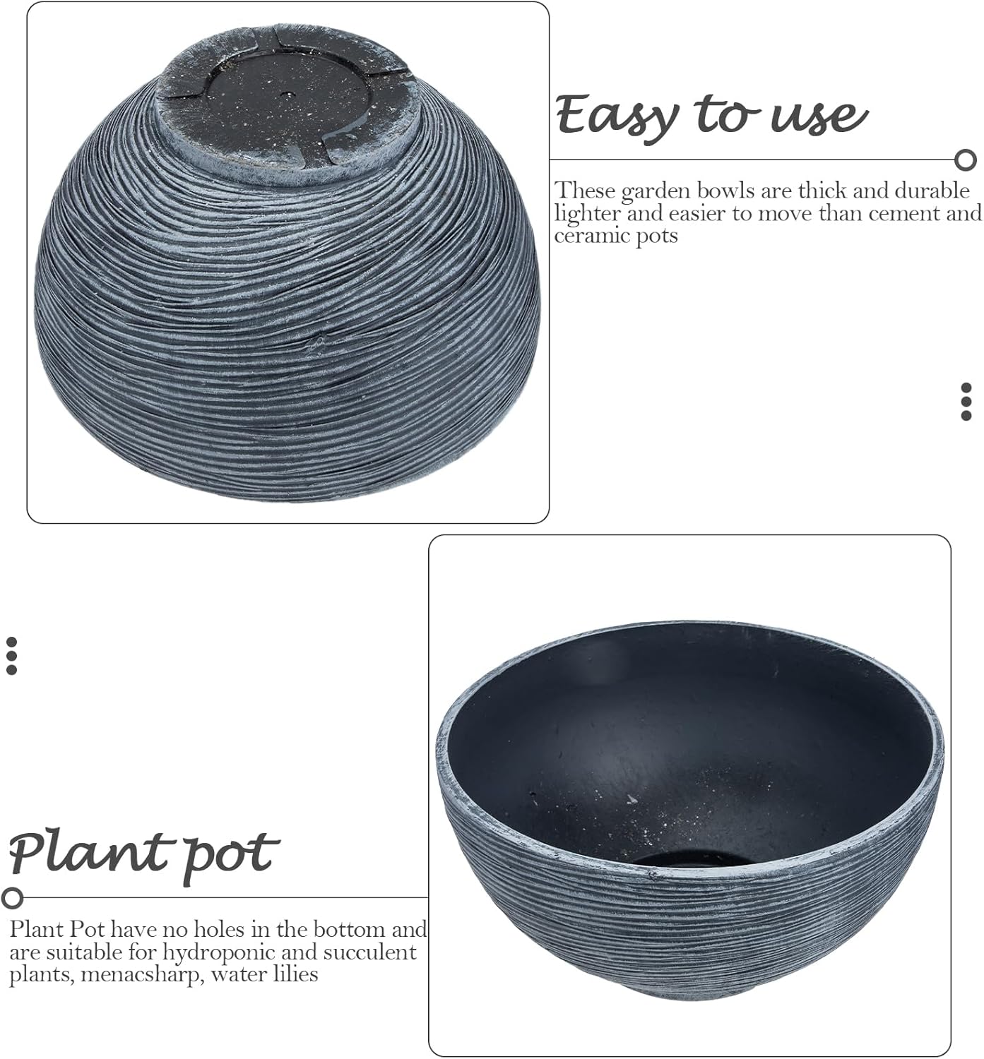 Floating Plant Pot Water Lily Water Planter Large Hydroponic Planter Garden Plant Bowl Flower Planting Container Decoration Accessories Grey Flower Pots