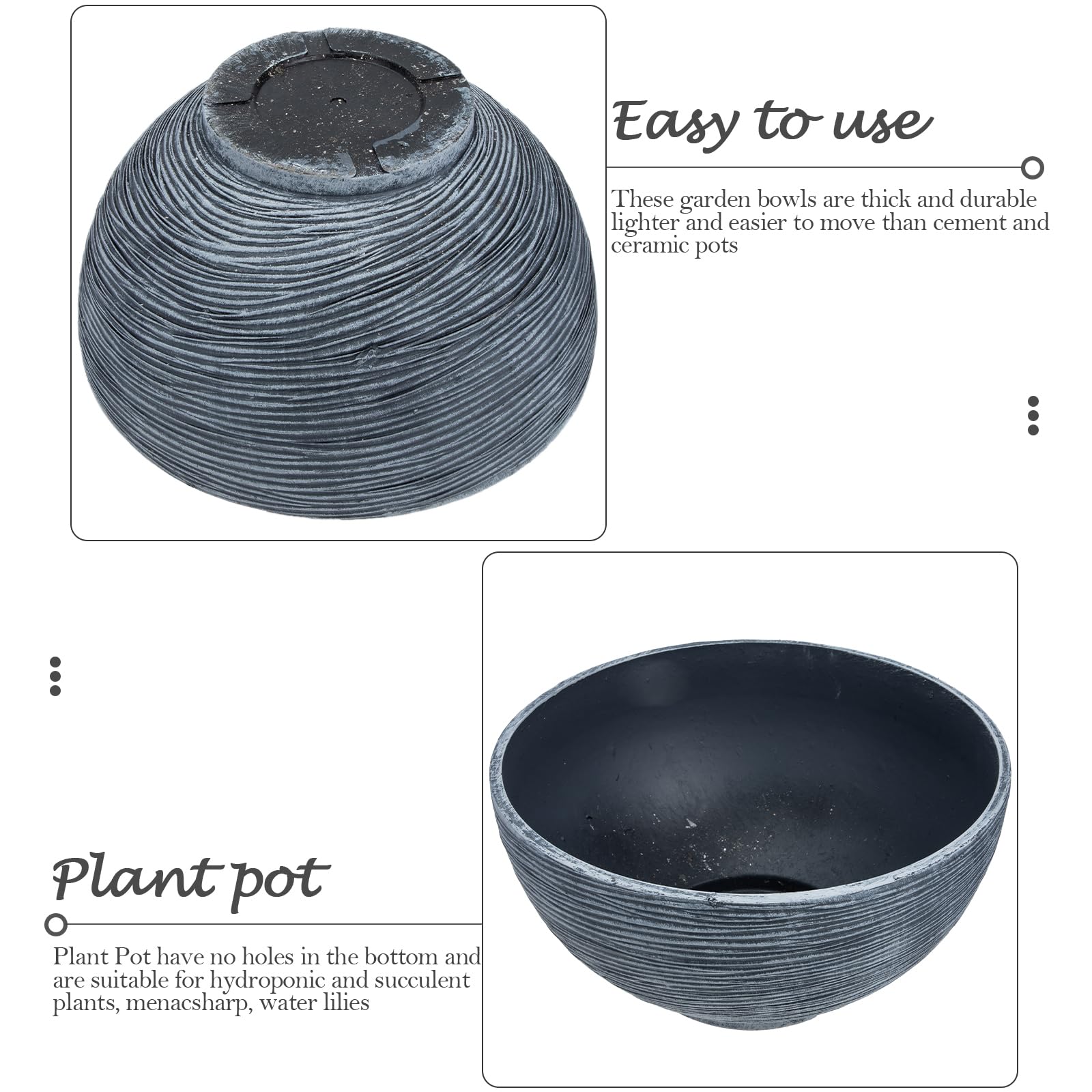 Happyyami Maceta flotante de lirio de agua, maceta hidropónica grande, cuenco para plantas de jardín, contenedor para plantas de jardín, accesorios para decoración del hogar, macetas grises