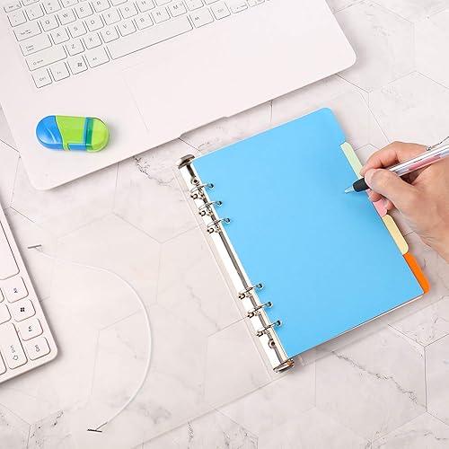 Miniatura 5 de Paquete de 4 separadores de carpetas A5 con 20 pestañas de papel con pestañas verticales para carpetas de anillos de 6 agujeros, cuadernos Filofax,