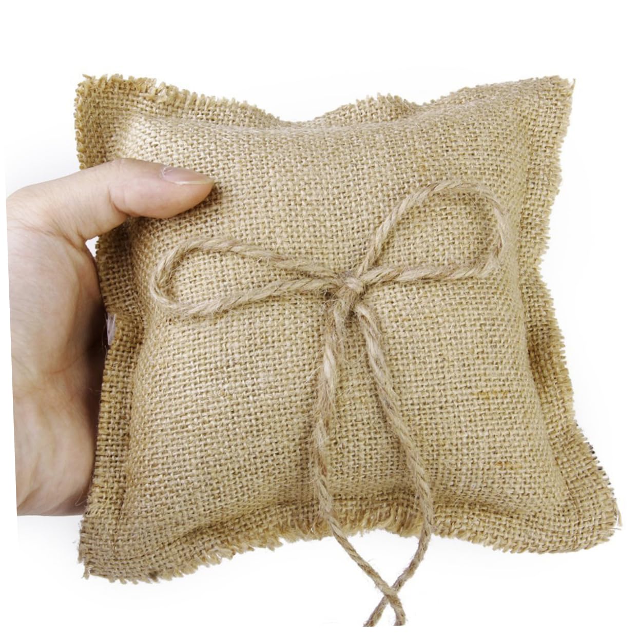 ABOOFAN Bridal Bearer Pillow Cushion Rustic Jute Design for Wedding Ceremony Compact Bowknot Decoration for Engagements and Special Occasions