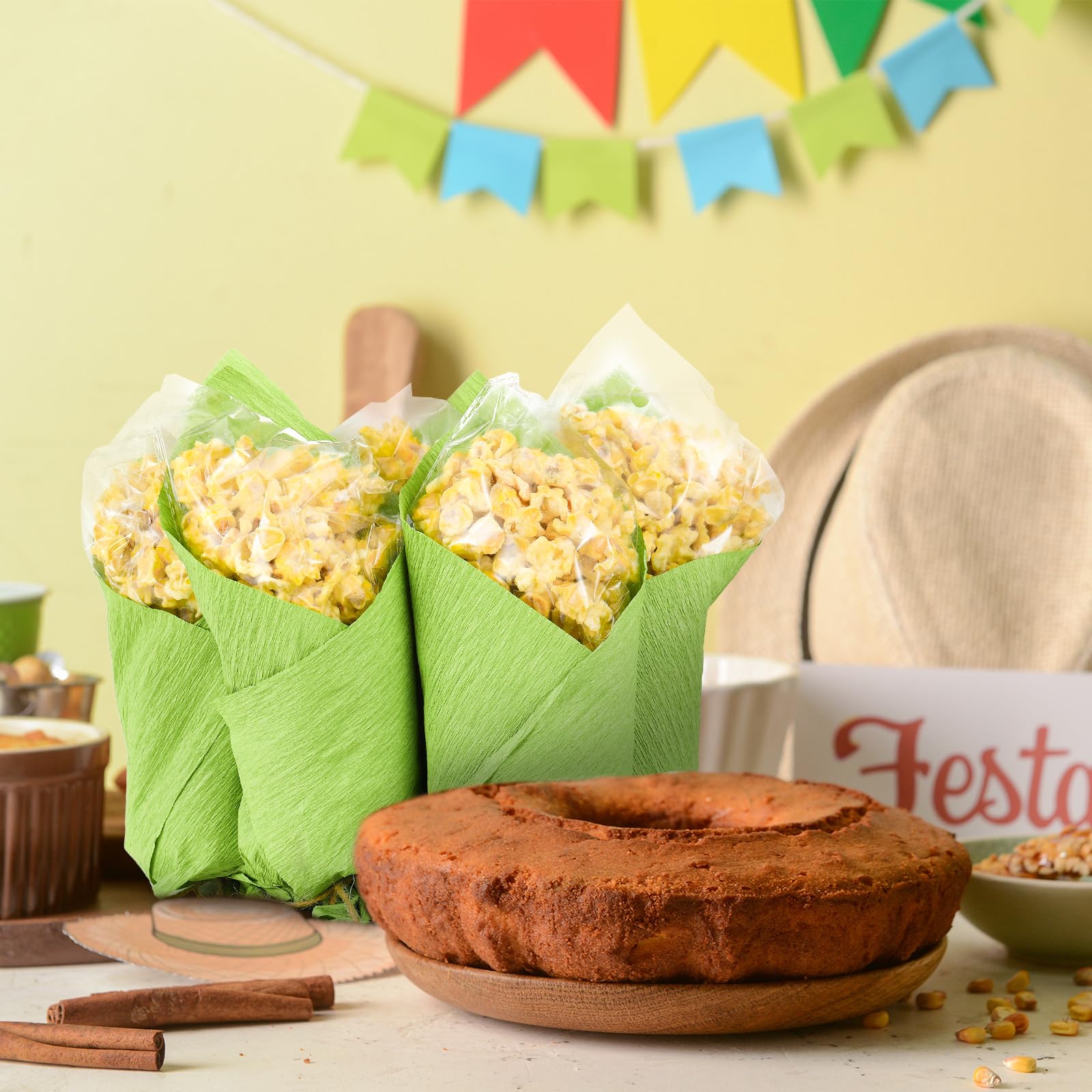Wonderjune 55 Stück künstliche Popcorn-Maiskolben Handwerk DIY gefälschte Mais-Pakete Popcorn-Verpackungen für Party Foto Puppenhaus Küche Erntedankfest Weihnachtsdekoration
