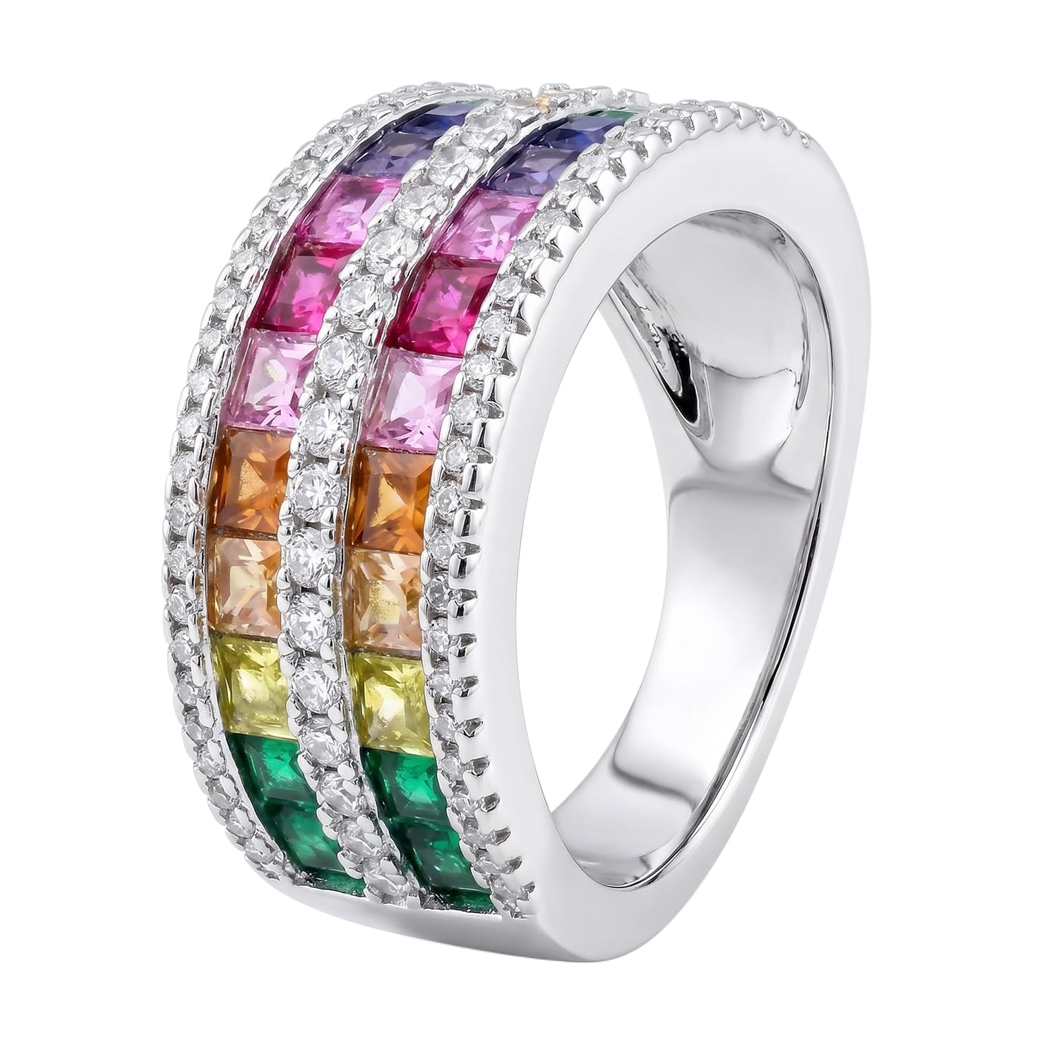 peora Multi-color Silver Plated Stylish Finger Ring for Women & Girls US 7 | Crystal & Cubic Zirconia Studded | Anniversary Festive & Casual Wear Jewellery | Gift for Her-picture-11