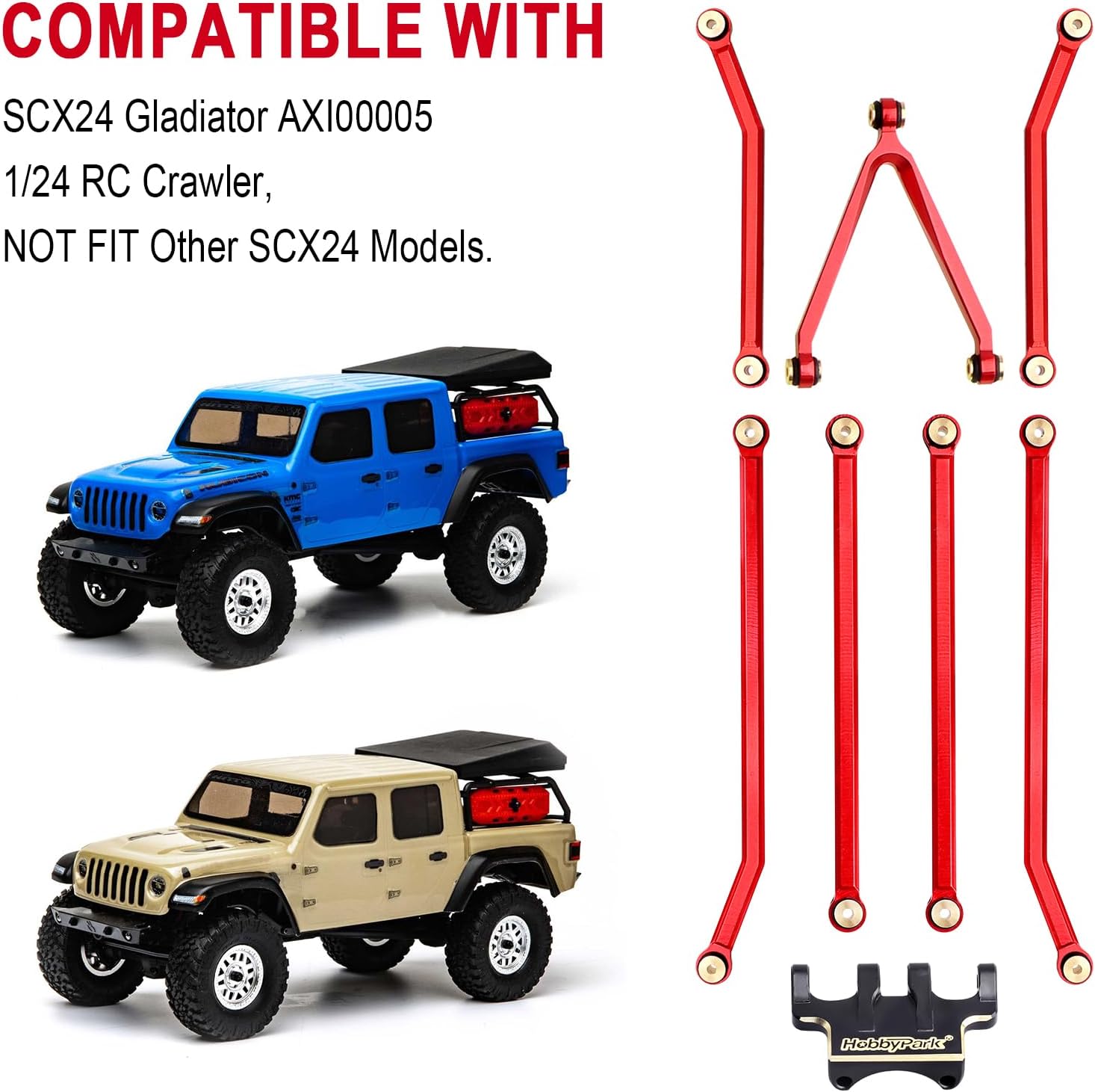 Hobbypark Aluminum High Clearance Links Set Y-Link & Brass Link Mounts for Axial SCX24 Gladiator AXI00005 1/24 Crawler Car Upgrade Parts Replacement