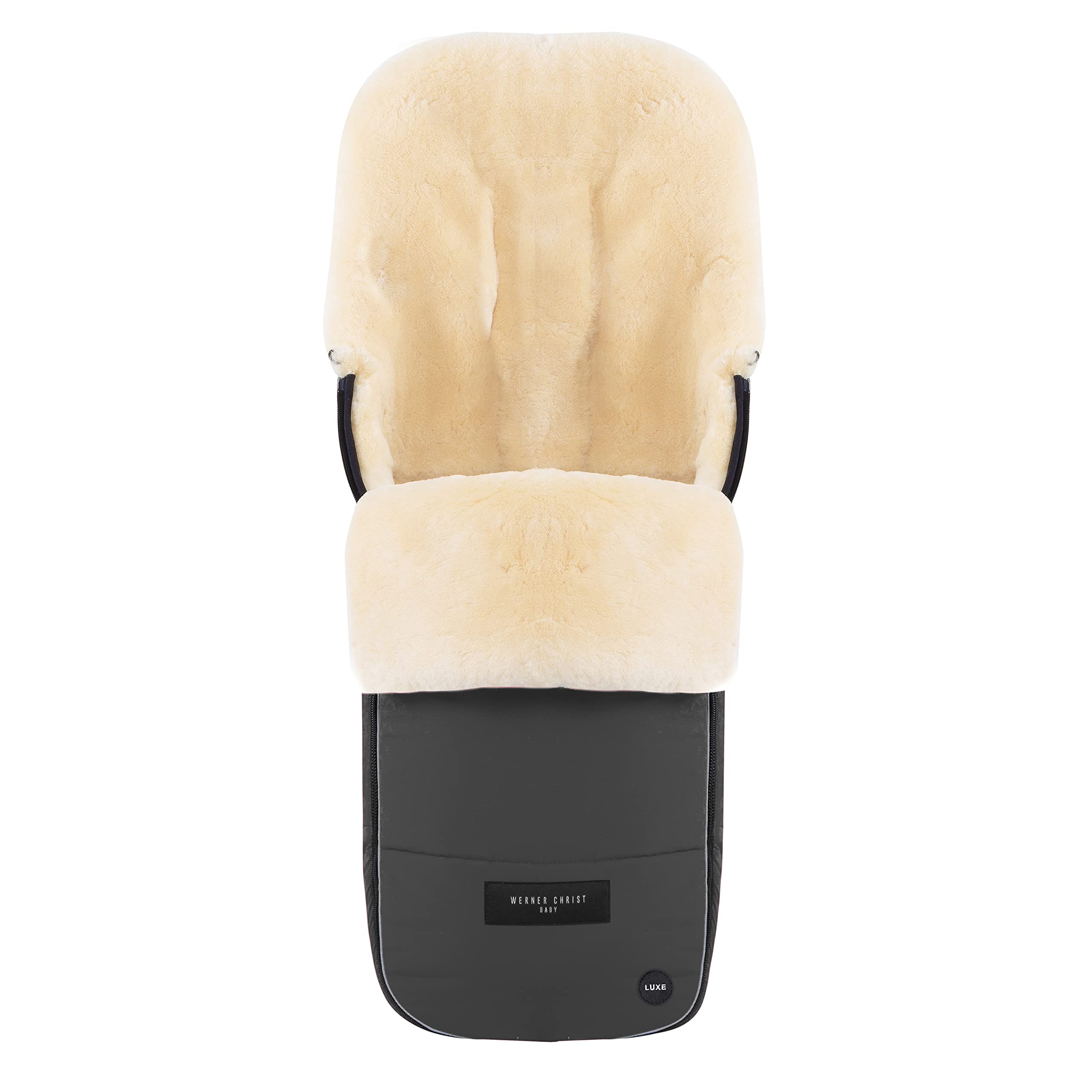 Werner Christ Baby Sheepskin footmuff FLIMS Luxe - Full Medical Sheepskin footmuff for Buggy (from 6 to 36 mo.), Medical Fur, Universal with Long Slits