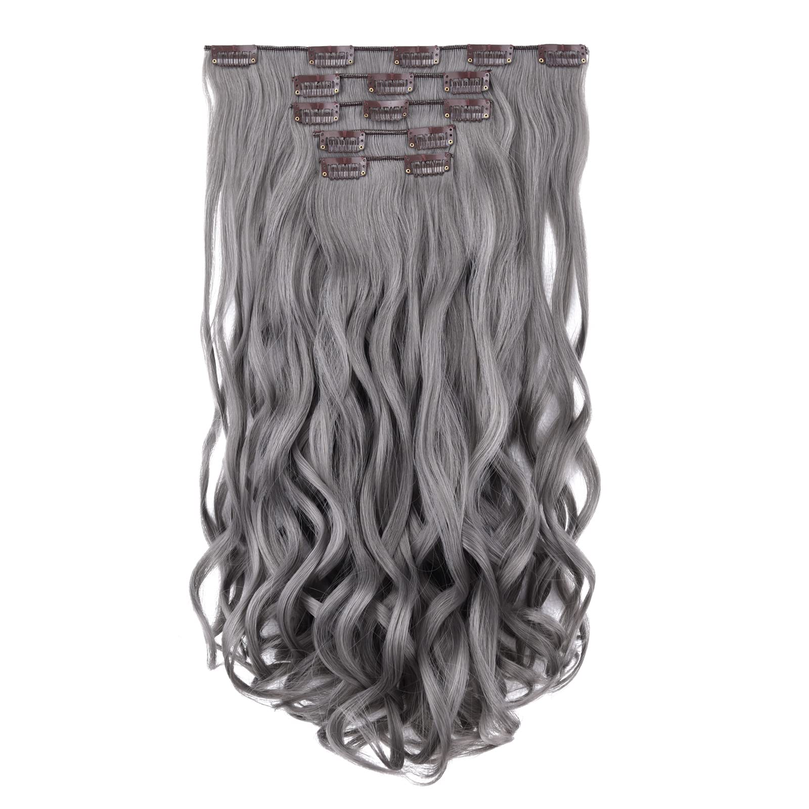 Amazon.com : HSPJHTM Grey Hair Extensions Wave Clip in Hair 