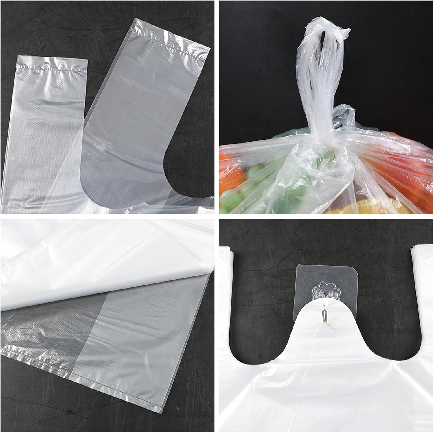 1000 Counts Clear Plastic T Shirt Grocery Bags, Handled Plastic T-Shirt Bags