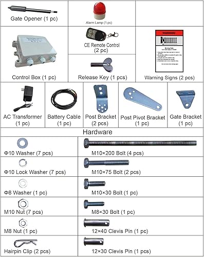 Miniatura 9 de Happybuy Abridor de puerta eléctrico, abridor de puerta abatible simple de 0.630 ins de velocidad de 80 W, abridor automático de puerta con control