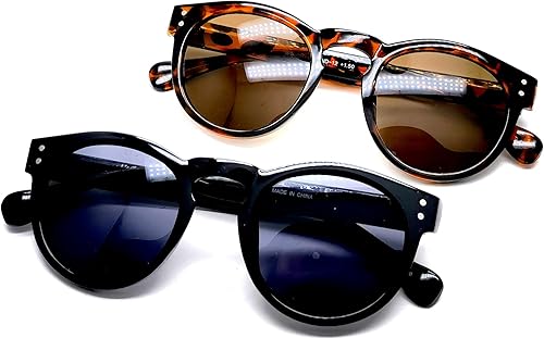 Bifocal Gafas de sol lectores gafas de lectura para mujeres y hombres de forma redonda diseñador moda (obtener 2 pares)