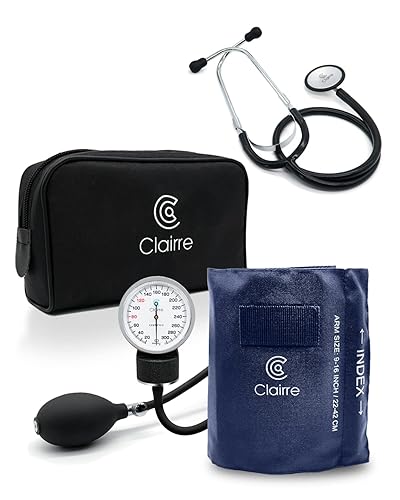 Clairre Kit de esfigmomanómetro profesional manual de presión arterial y estetoscopio para enfermerasmédicosestudiantes de enfermería, estuche de