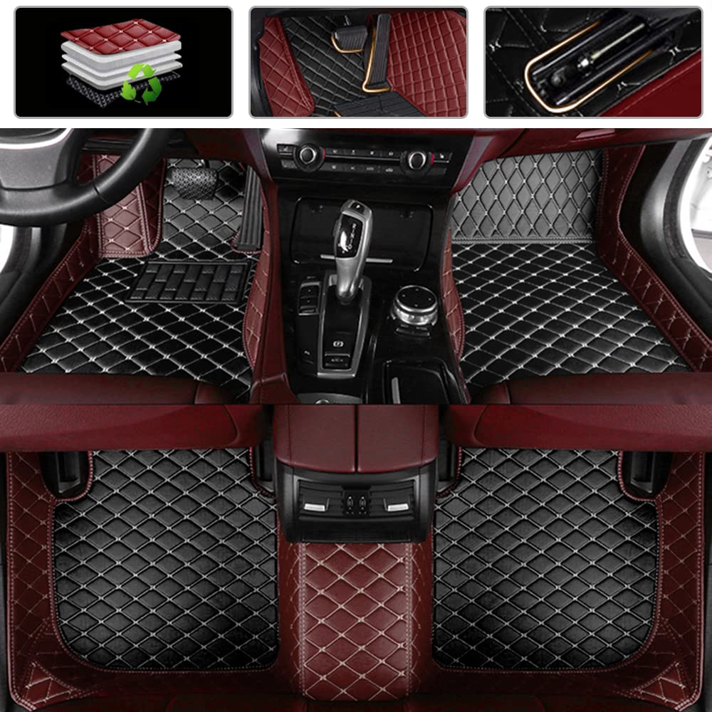 maiqiken Car Floor Mat Custom for Avenger Caravan Charger Challenger Dart Durango Journey Viper RAM 1500 RAM 2500 Grand Caravan Floor Liners Cusion Black with Coffee