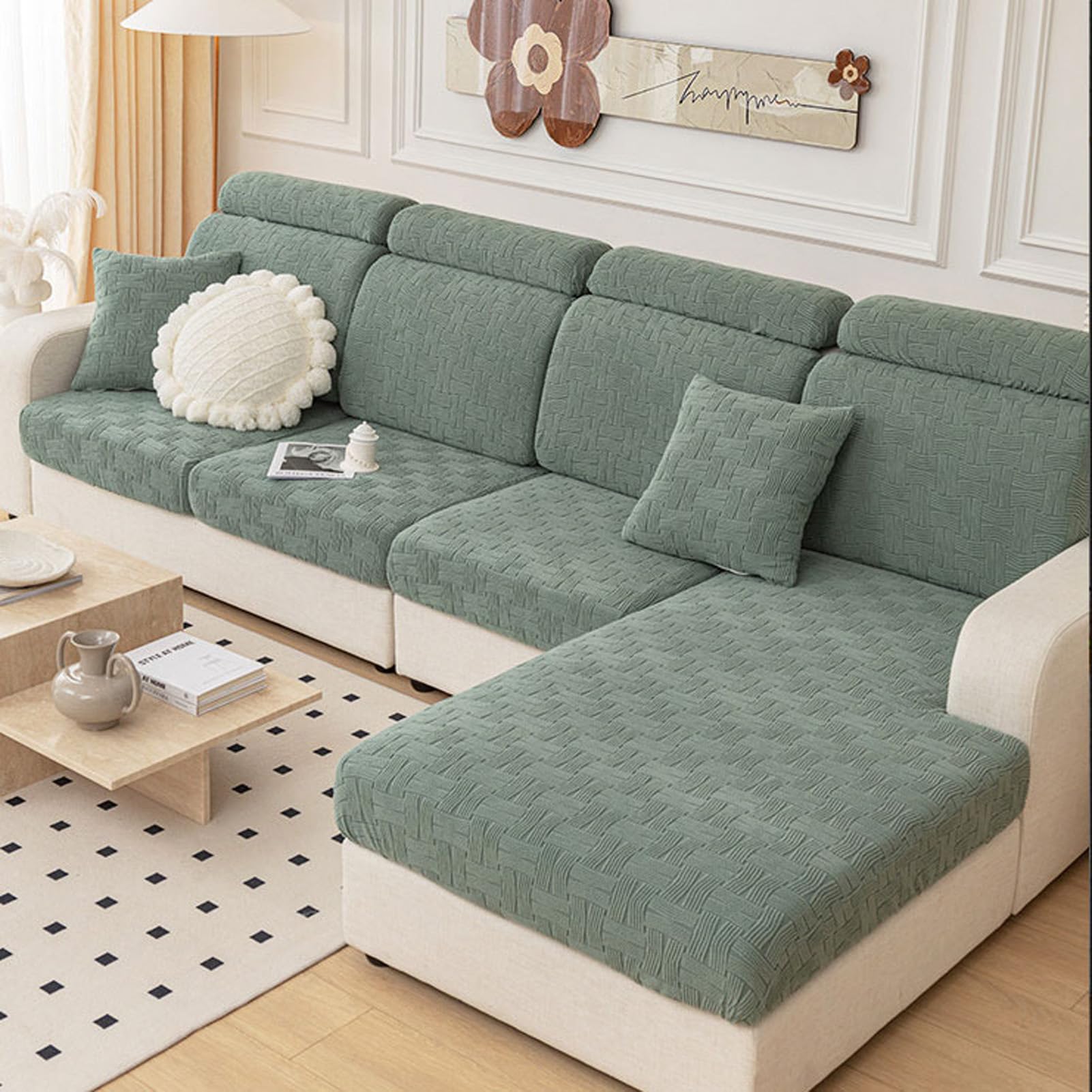 Housse de canapé d'angle en velours extensible pour salon moderne