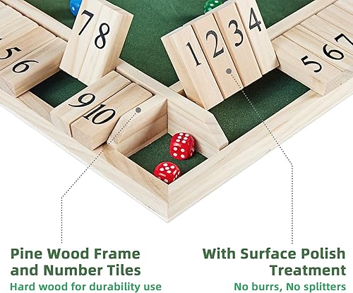 Miniatura 4 de ApudArmis Juego de mesa grande de madera con dados de cierre de 4 vías de 14 pulgadas cierre la caja para niños y adultos adición de aprendizaje