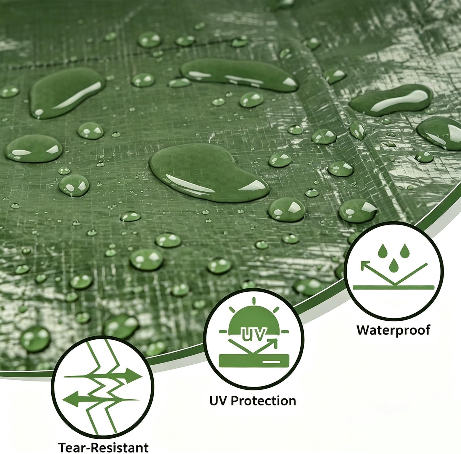 heavy duty waterproof tarp 10x10 ft, 6 mil thick tarpaulin cover with reinforced edges & grommets - for outdoor camping, roof, boat, rv, pool, tent - includes utility rope green-silver 10*10ft