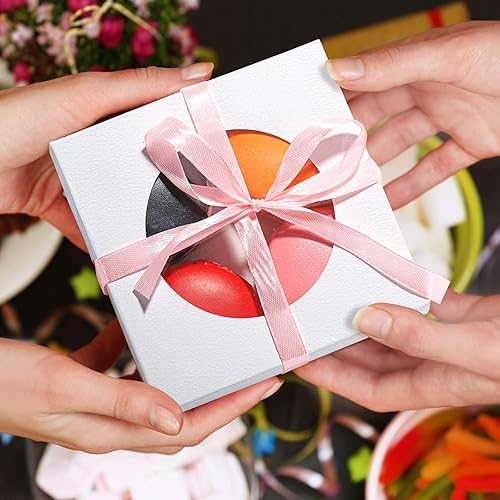 Miniatura 7 de Bssay 60 cajas pequeñas de embalaje de jabón de 4.3 x 4.3 x 1.2 pulgadas, cajas de papel cuadradas blancas con ventana redonda transparente para