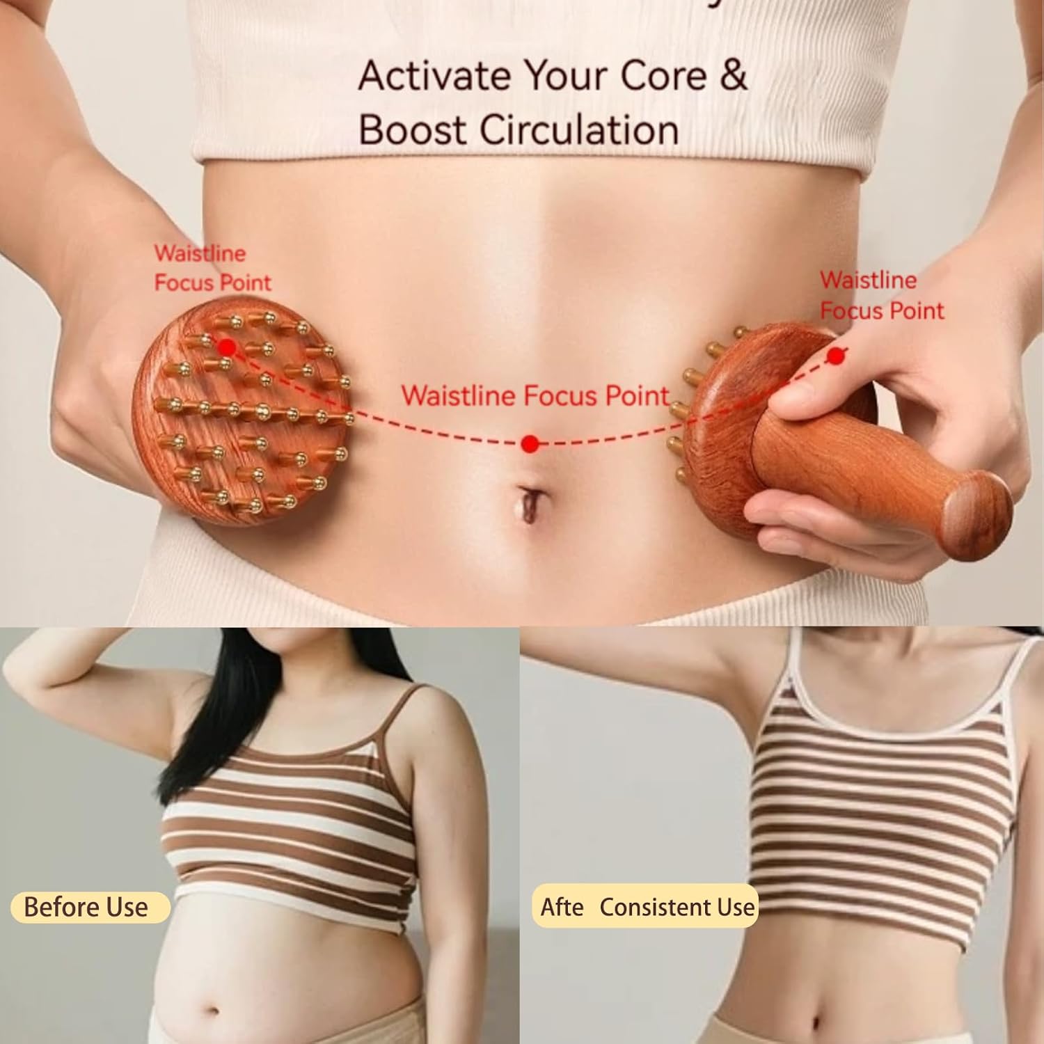 29teeth Copper Head Massage Comb for Body and Scalp Meridian Point Massager Brush for Body and Scalp Relief Body Massage Brush for Cellulite Remover Chinese SPA Gua Sha Tool Wooden Handle 按摩梳, 经络刷 - Image 7