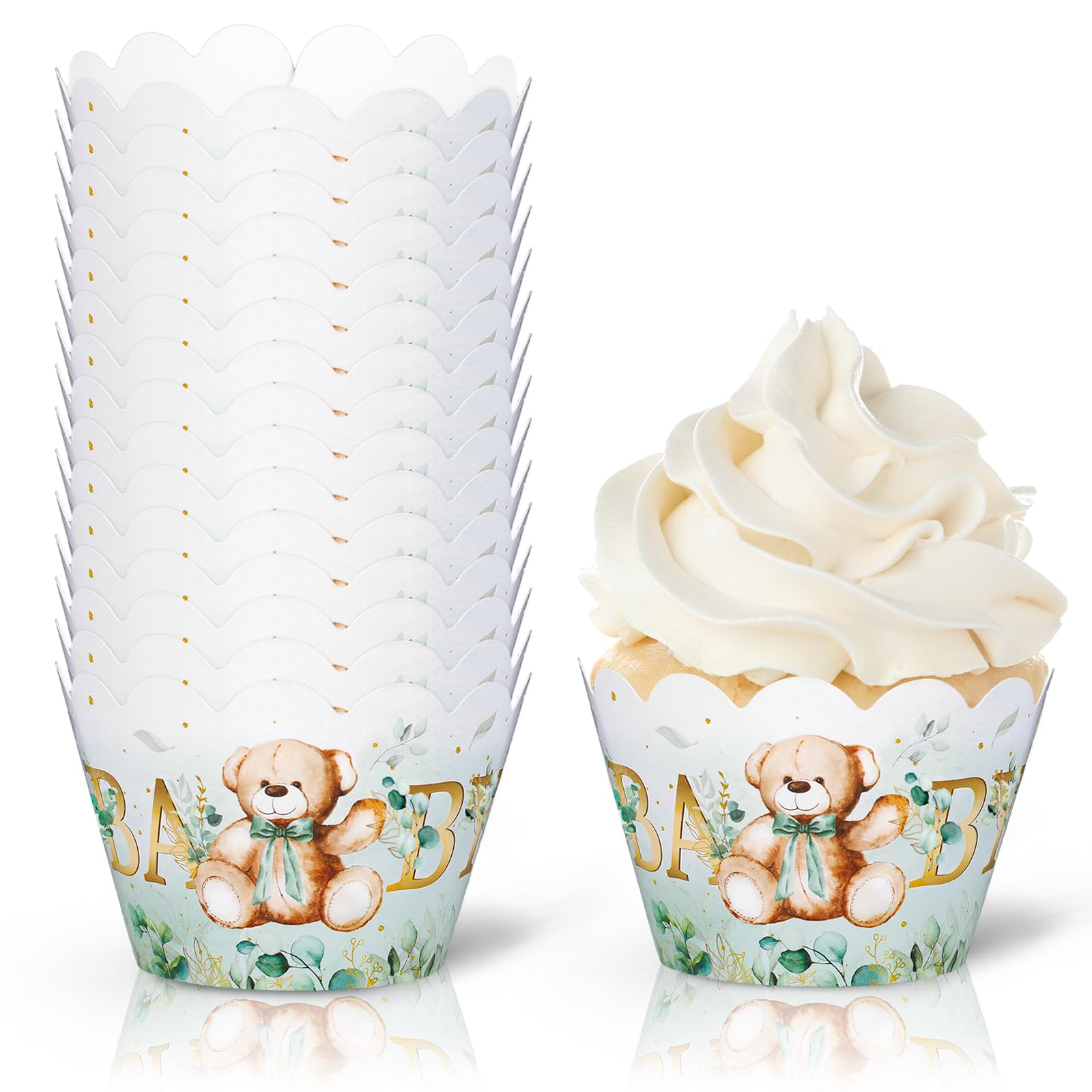 Caissettes à cupcakes papier fête prénatale et décoration gâteau Gender Reveal x36