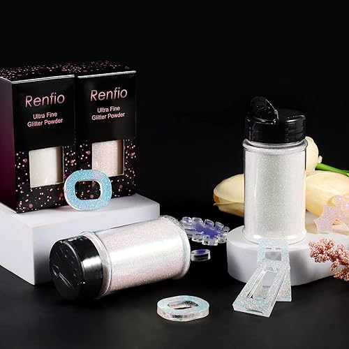 Miniatura 6 de Renfio Polvo de purpurina ultra fina de ópalo con purpurina metálica de 1.75 onzas (1.76 oz), copos de PET para manualidades, lentejuelas de 1128