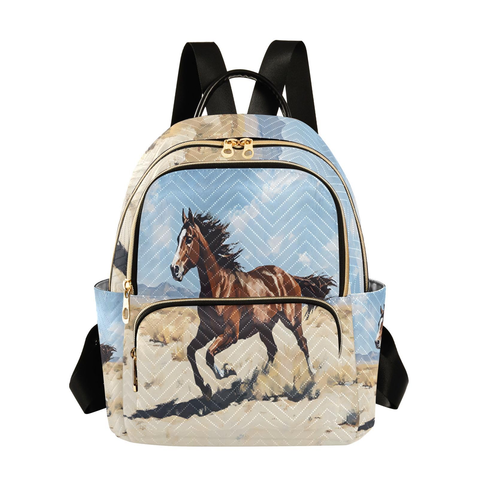 ALAZA Wild Running Horse Mini Backpack Purse for Women Travel Bag Lightweight Shoulder Bag Fashion Daypack