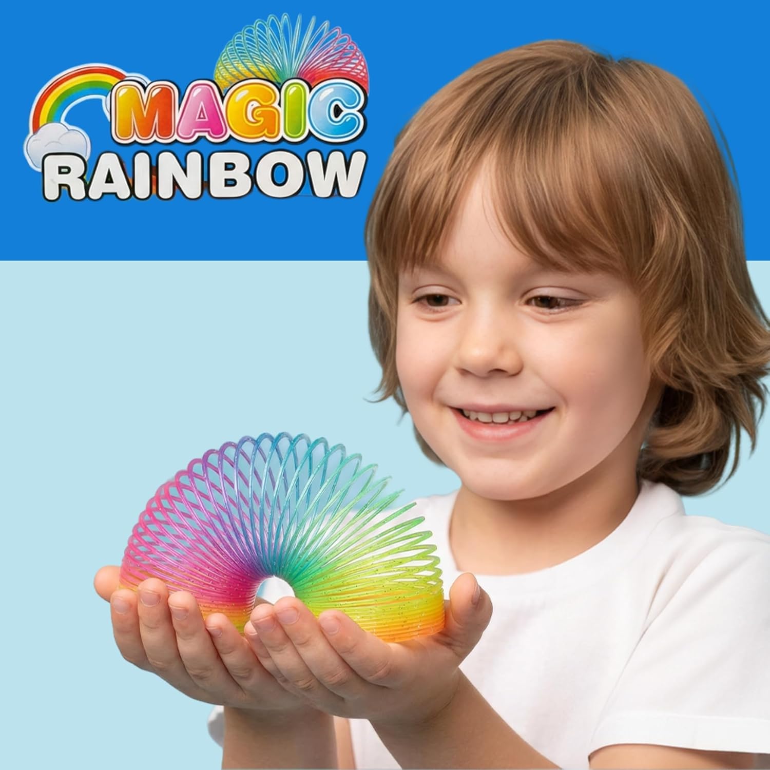 Liberty Imports 12 PCS Magic Rainbow Coil Springs - Small Colorful Neon Plastic Bulk Toys for Kids Birthday Party Favors, Goodie Bag Fillers, Party Prizes (2.5 Inches)