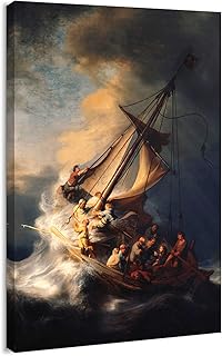 Canvas Print Wall Art - Christ in The Storm on The Sea of Galilee by Rembrandt - 12x18 inches
