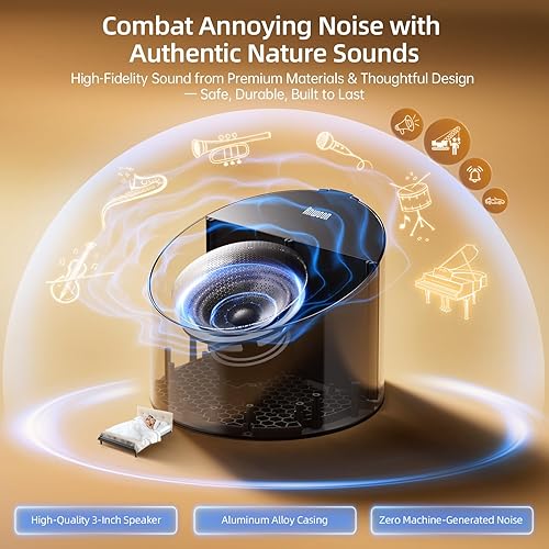 Miniatura 4 de Máquina de sonido y luz nocturna, carcasa de metal de alta calidad con altavoz de 3 pulgadas, sonido estéreo fuerte, máquina de ruido blanco y más