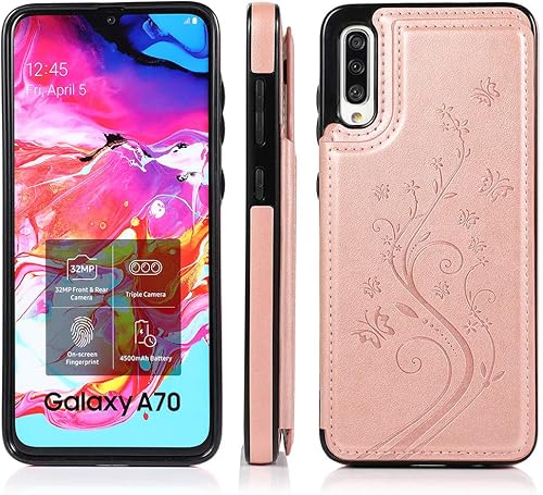 Miniatura 3 de Funda de teléfono para Samsung Galaxy A70 A70S con protector de pantalla de vidrio templado y tarjetero con soporte para tarjetero, soporte para