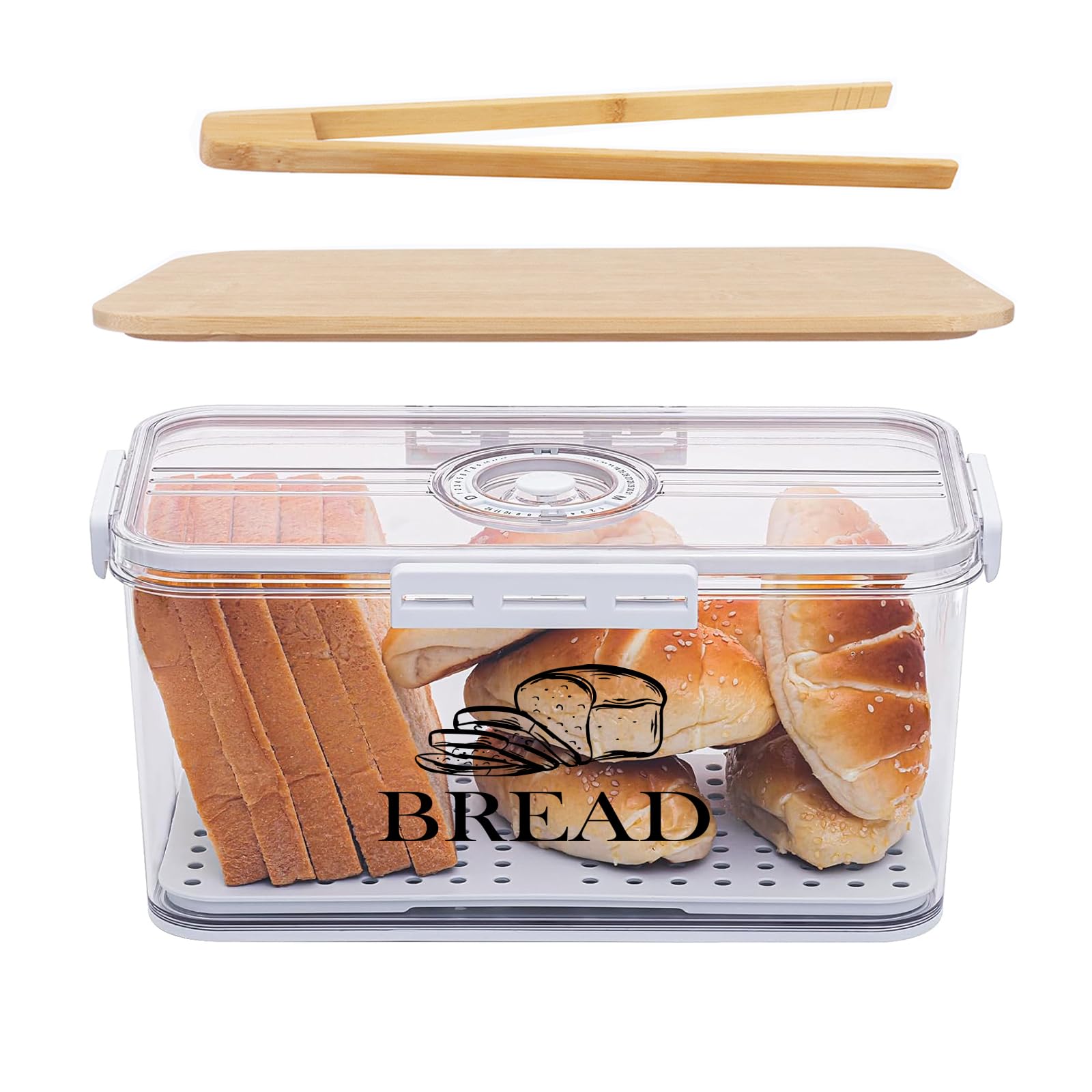 Portapane,con Coperchio in Bambù Può Essere Utilizzato Come Tagliere,Display da Banco Porta Pane,Sigillato Portapane Moderno,Per Conservare ed Esporre Pane, Biscotti e Torte Contenitori Cucina