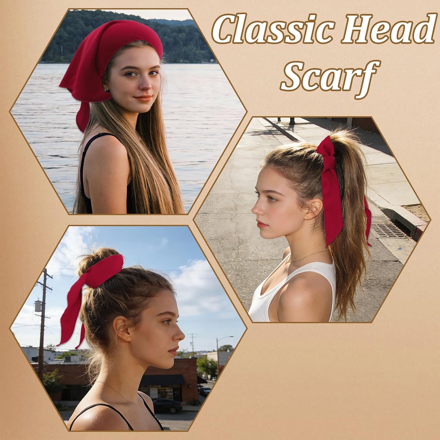 Bandanas for Women, Solid Color Womens Neck Scarf Triangle Hair Bandana for Shirt Daily Office