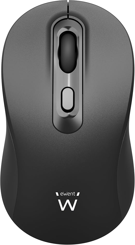 Ewent EW3218 - Mouse Wireless Ottico 800/1200/1600 DPI, Click Silenzioso, Ricevitore Nano USB-A, Interruttore On/Off, Nero