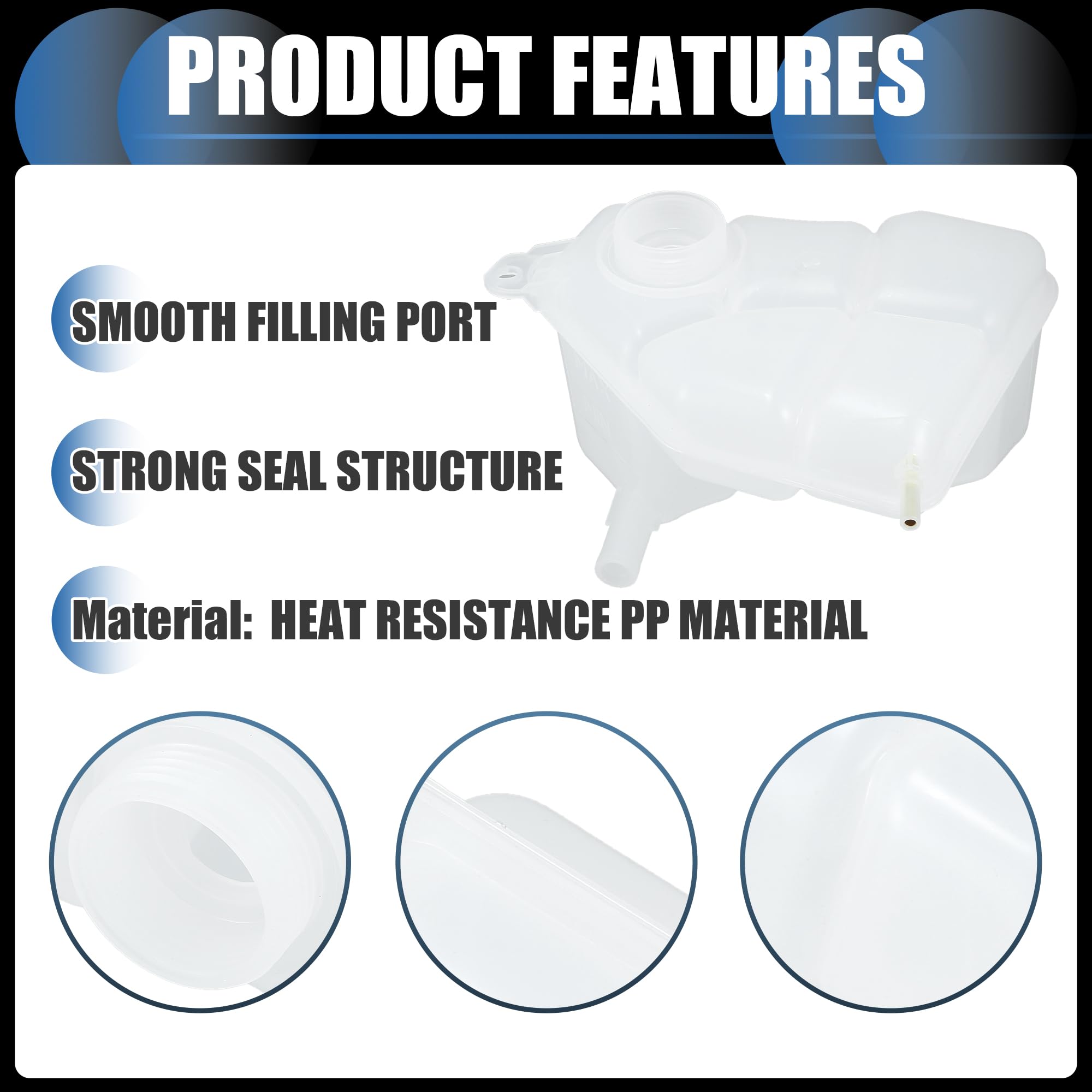 Depósito de expansión de agua para refrigerante, botella de desbordamiento de recuperación de líquido refrigerante del motor n.º 1221362/1141512 para Ford Fiesta MK6 2001-2008, color blanco,
