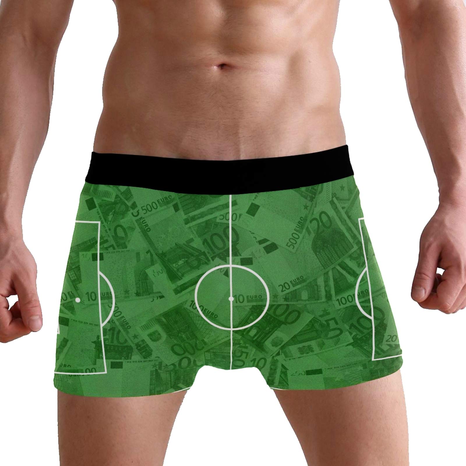 CMMTMens Boxers Shorts Soccer Field with Euros Boxer Briefs Underwear for Men Boy
