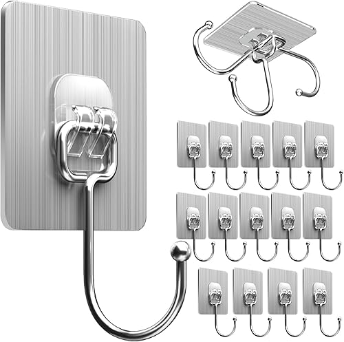 Ganchos adhesivos grandes para colgar ganchos de pared resistentes de 22 libras, toallas autoadhesivas impermeables y transparentes para bolsas,