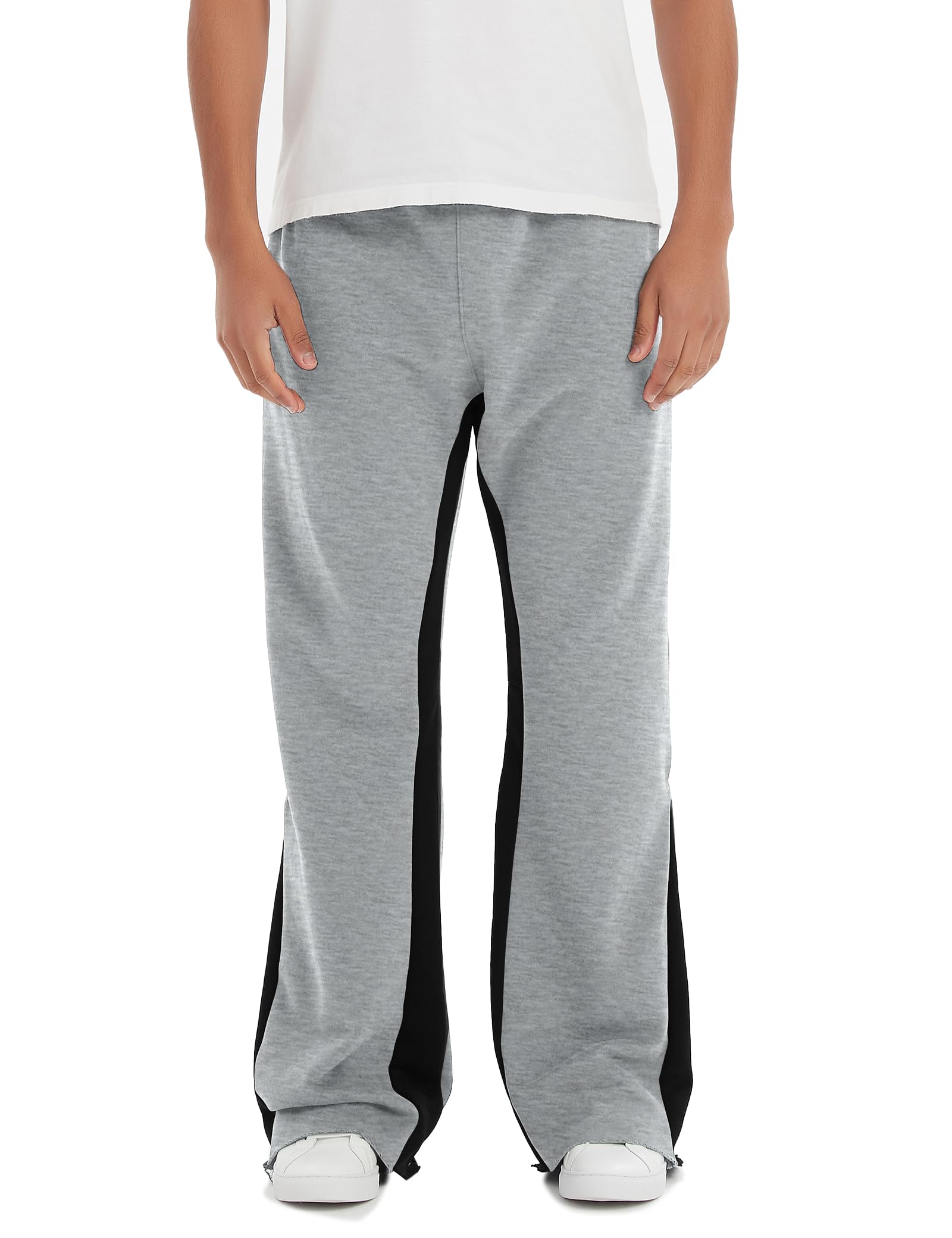 HatantMens Sweatpants Patchwork Casual Pants Athletic Flares Pants Sweatpants Wide Leg Pants with Pockets Streetwear