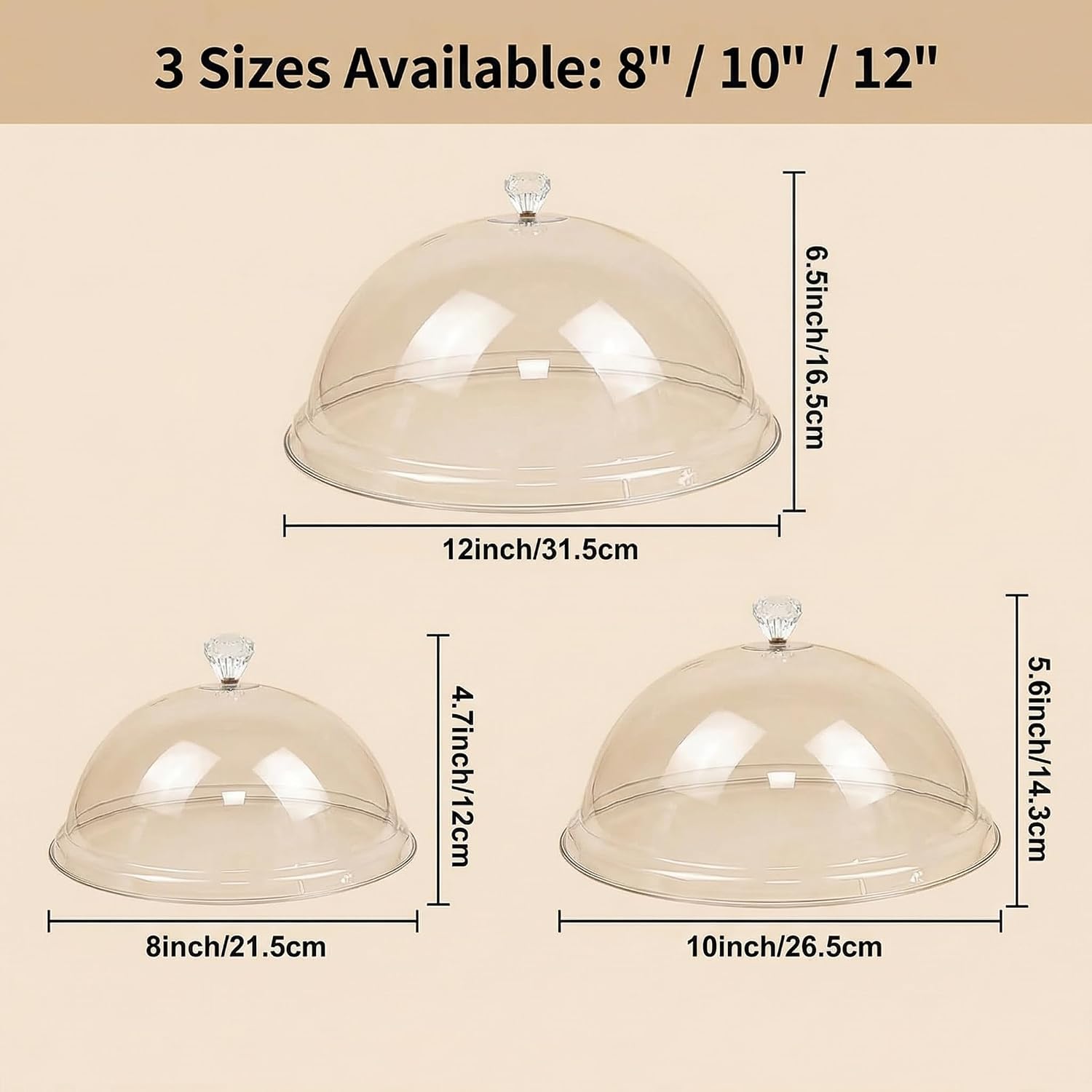 3 Pcs Clear Cake Dome Cover Round Display Cloche