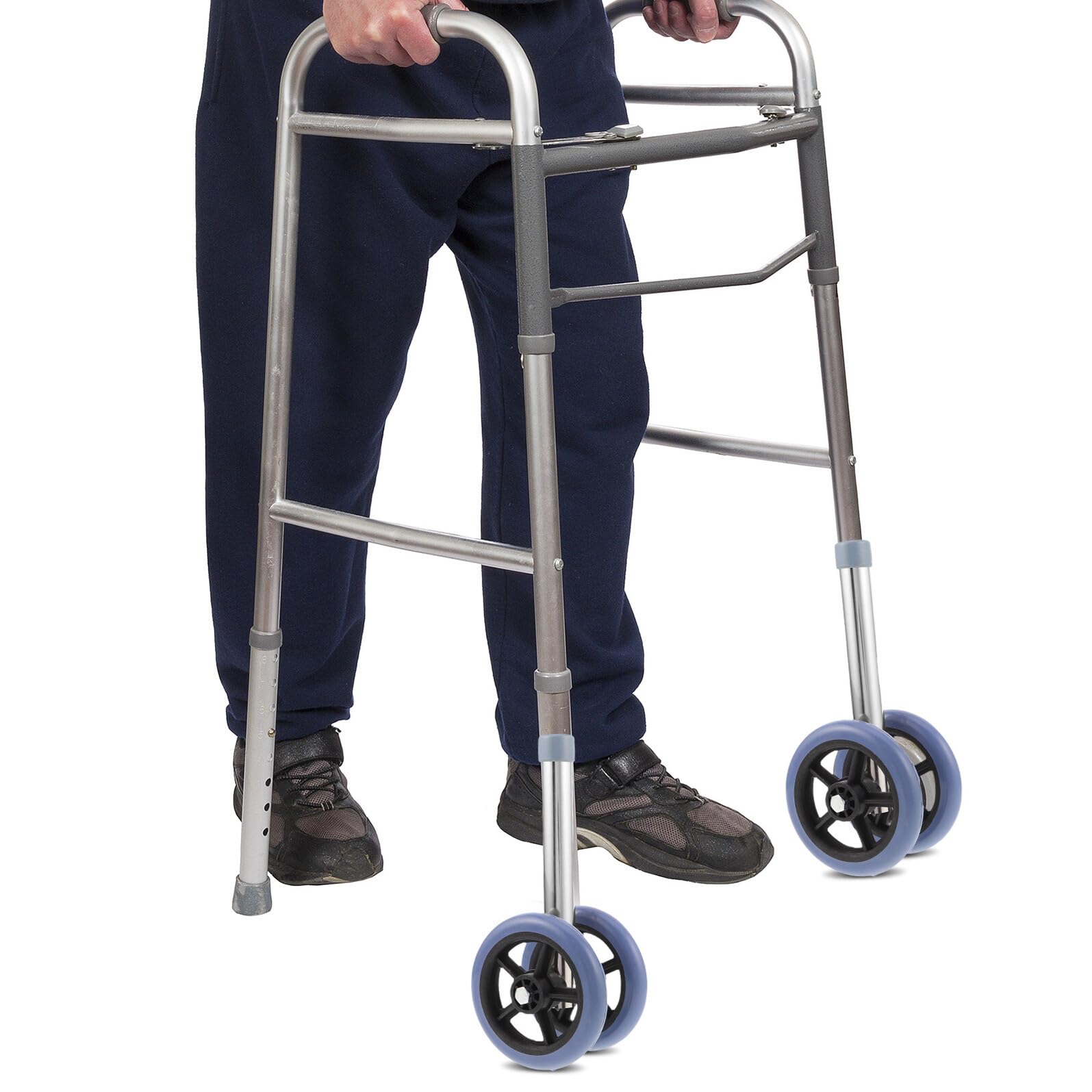 ERINGOGO Ruote di Ricambio per Deambulatore Pieghevole, 1 Paio in Gomma e Metallo, Adattabilità Multipla e Comfort Migliorato per Uso Domestico e Assistenza Anziani