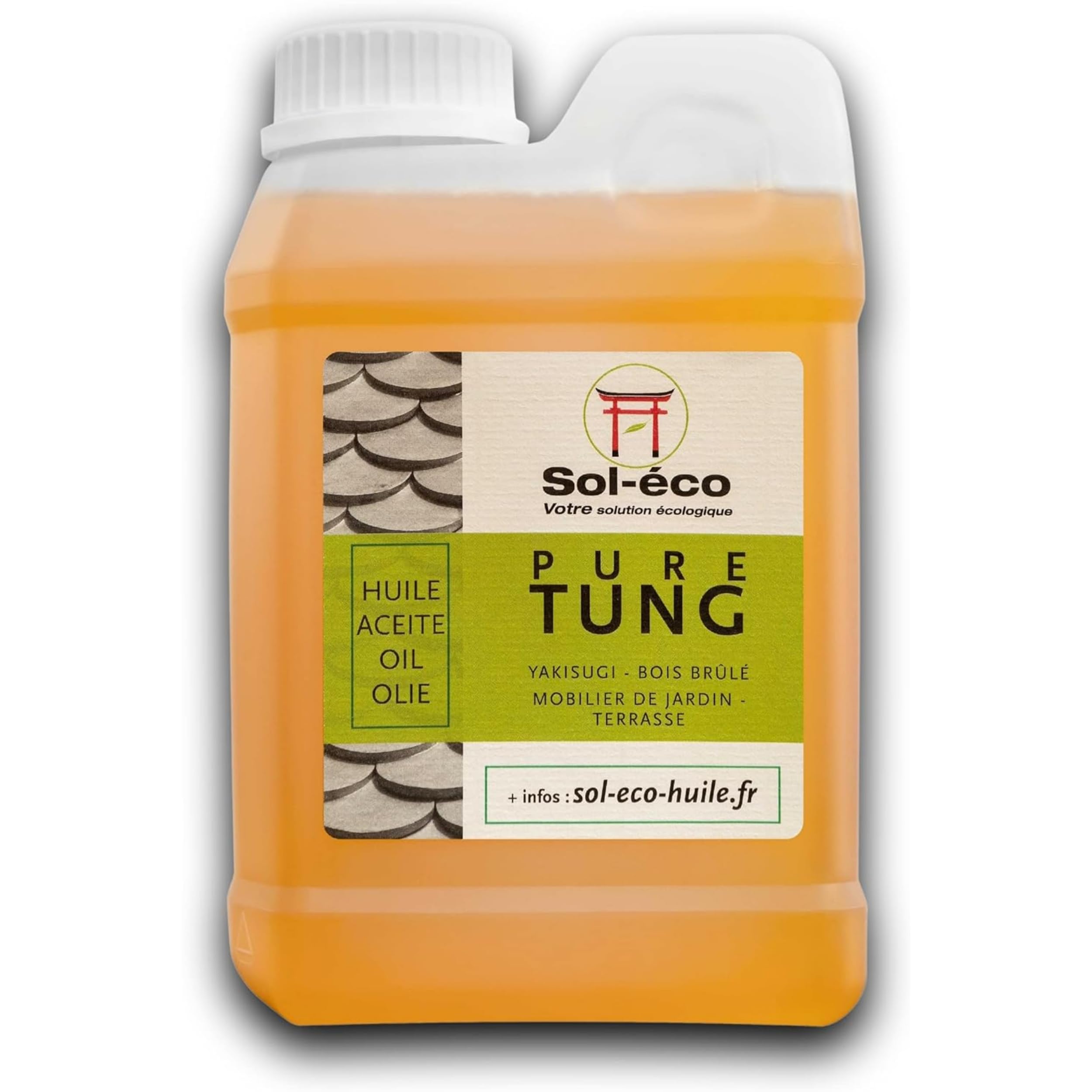 (Sol-éco) Huile Pure Tung | Protection et entretien du bois intérieur/extérieur | Contact alimentaire | Meubles de jardin, plan de travail, terrasse, cuisine, planches à découper, teck, parquet 1L